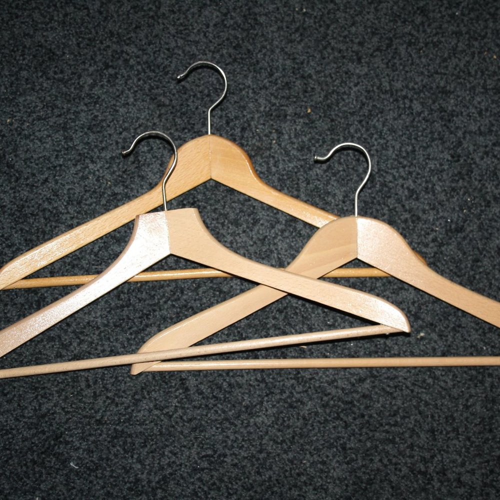 3 Vintage Maple Suit Hangers